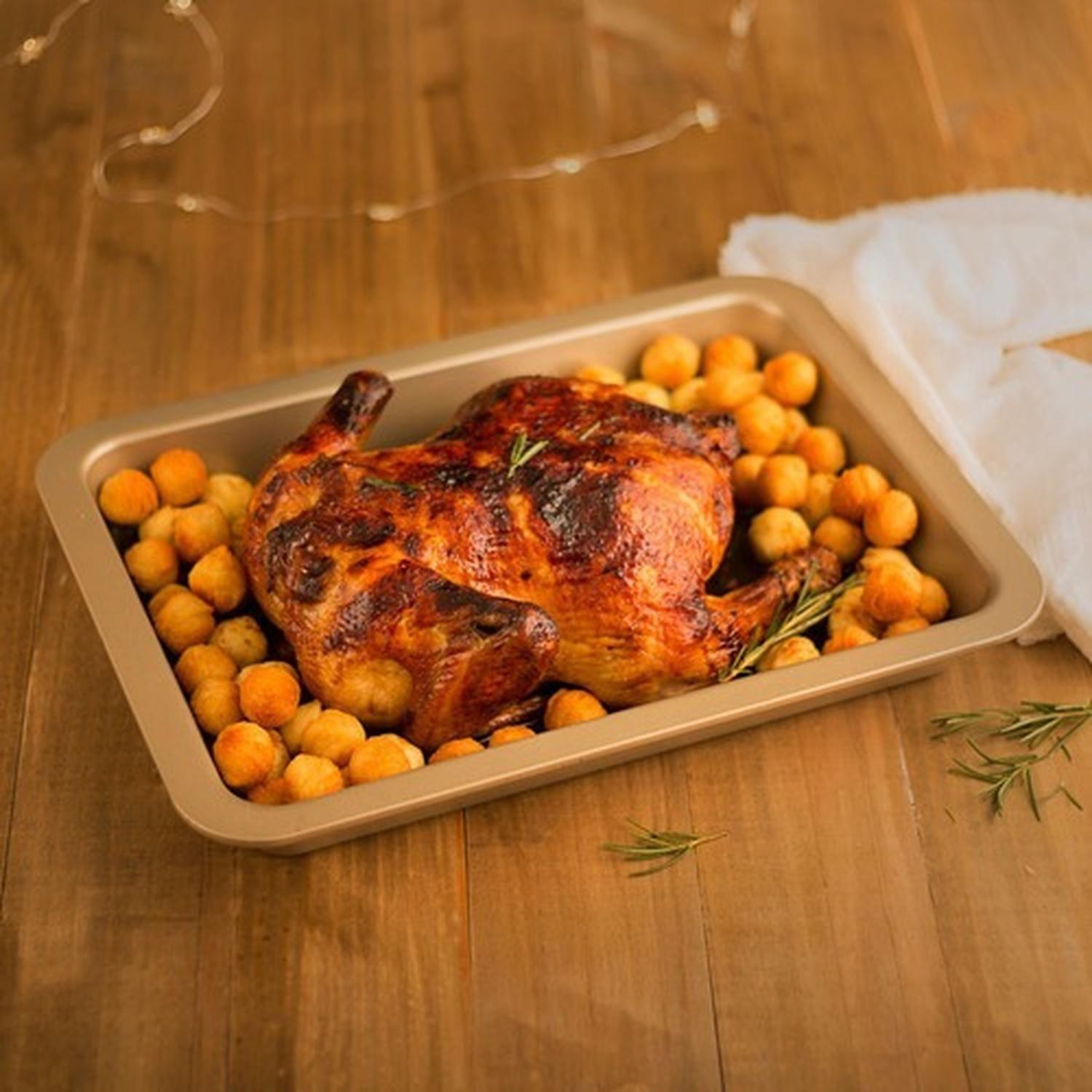 Asadera 37 X 27 Cm Antiadherente Gold Ilko-5