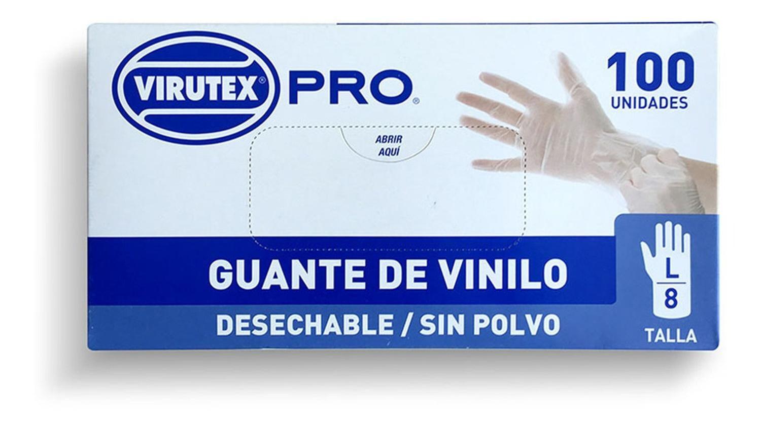 Display 10 unidades Guante Vinilo S/polvo Transp L Virutex Pro-0