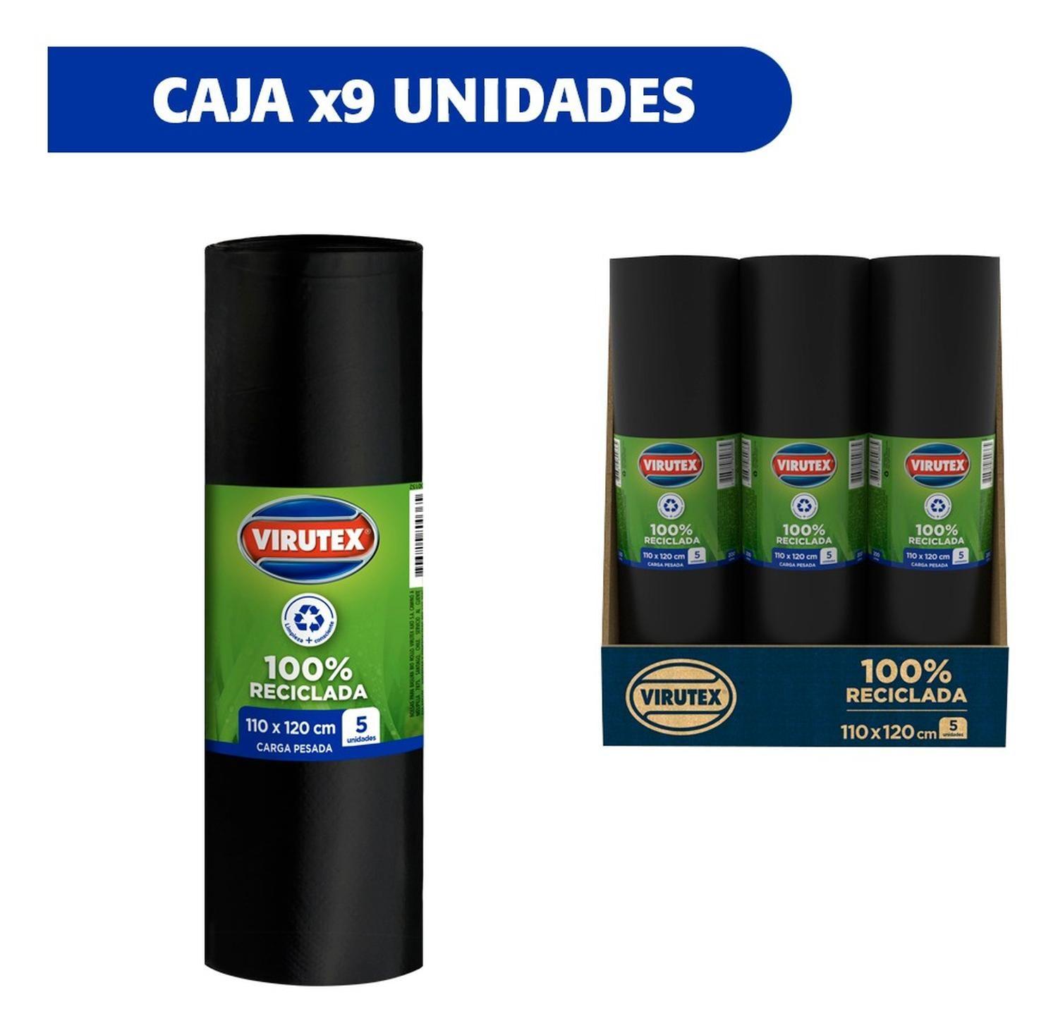 Caja 9 Rollos De Bolsa Para Basura Negra 110x120 5u Virutex-0