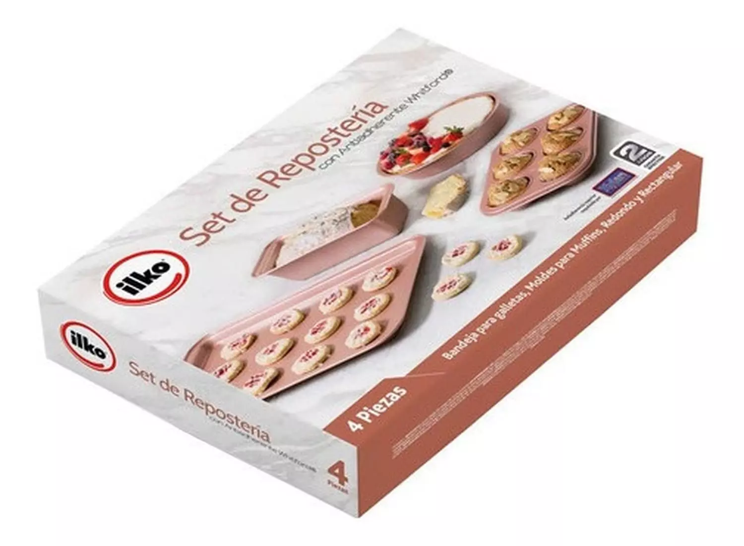 Set De 4 Moldes Antiadherente Silver Rose Gold Ilko-5