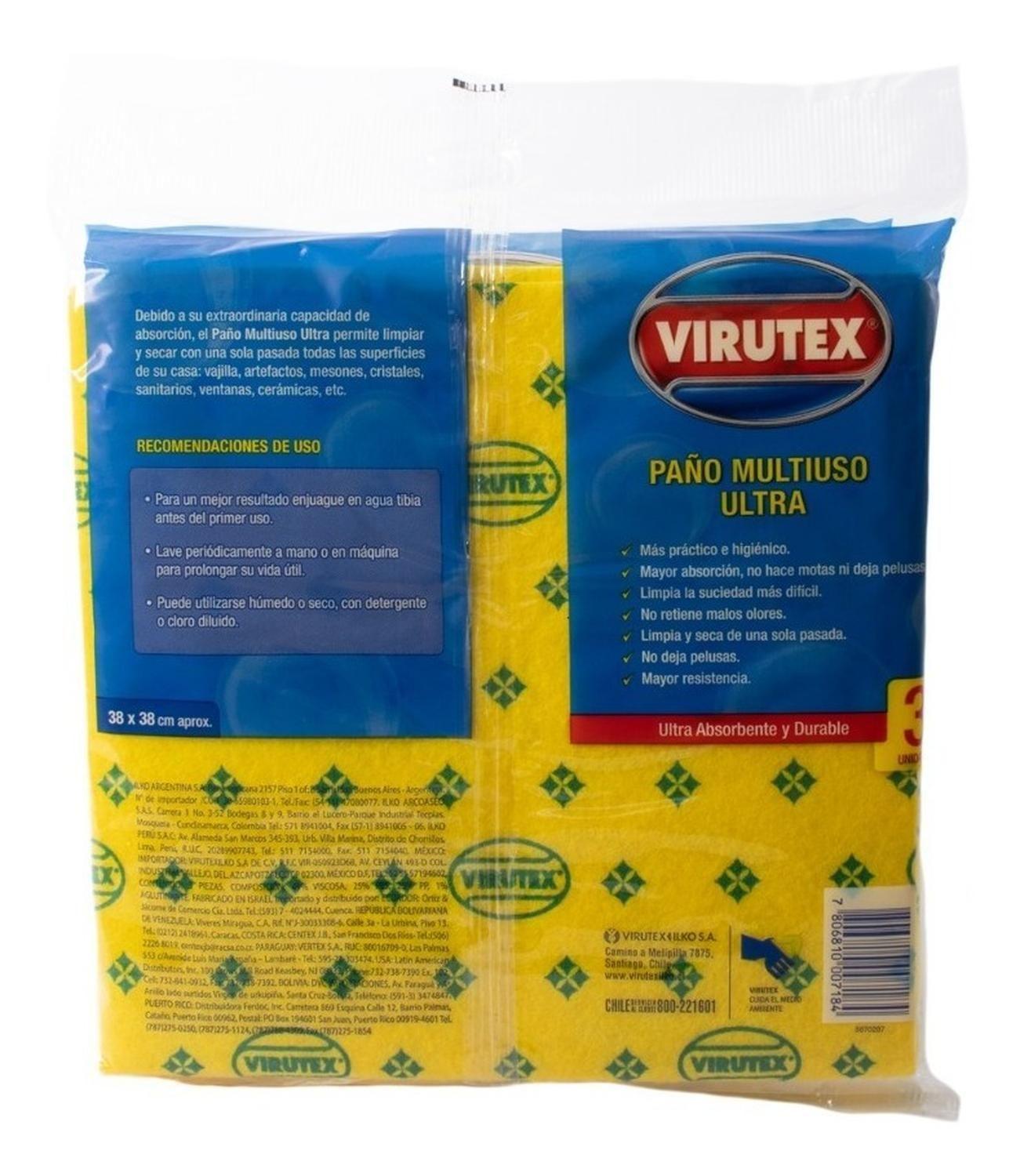 Paño Multiuso Ultra X3 Ultra Absorbente Amarillo Virutex-2