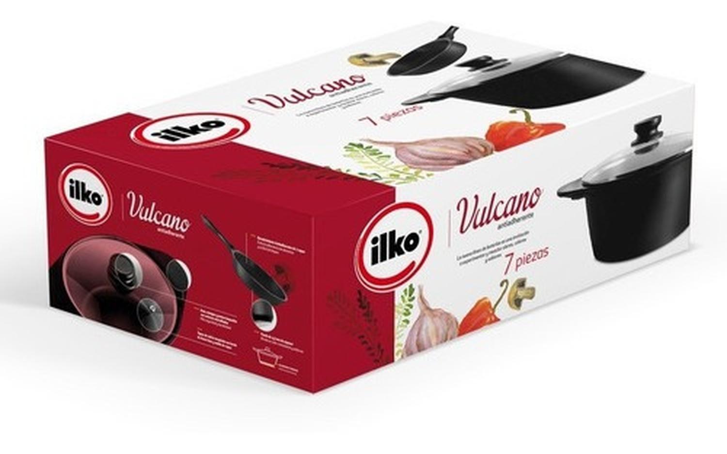Batería De Cocina 7 Pzs Antiadherente Vulcano Ilko-5