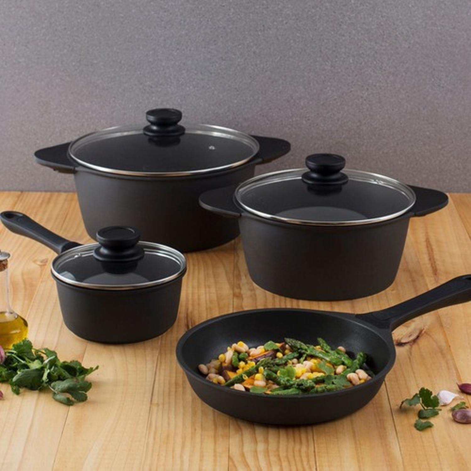 Batería De Cocina 7 Pzs Antiadherente Vulcano Ilko-7