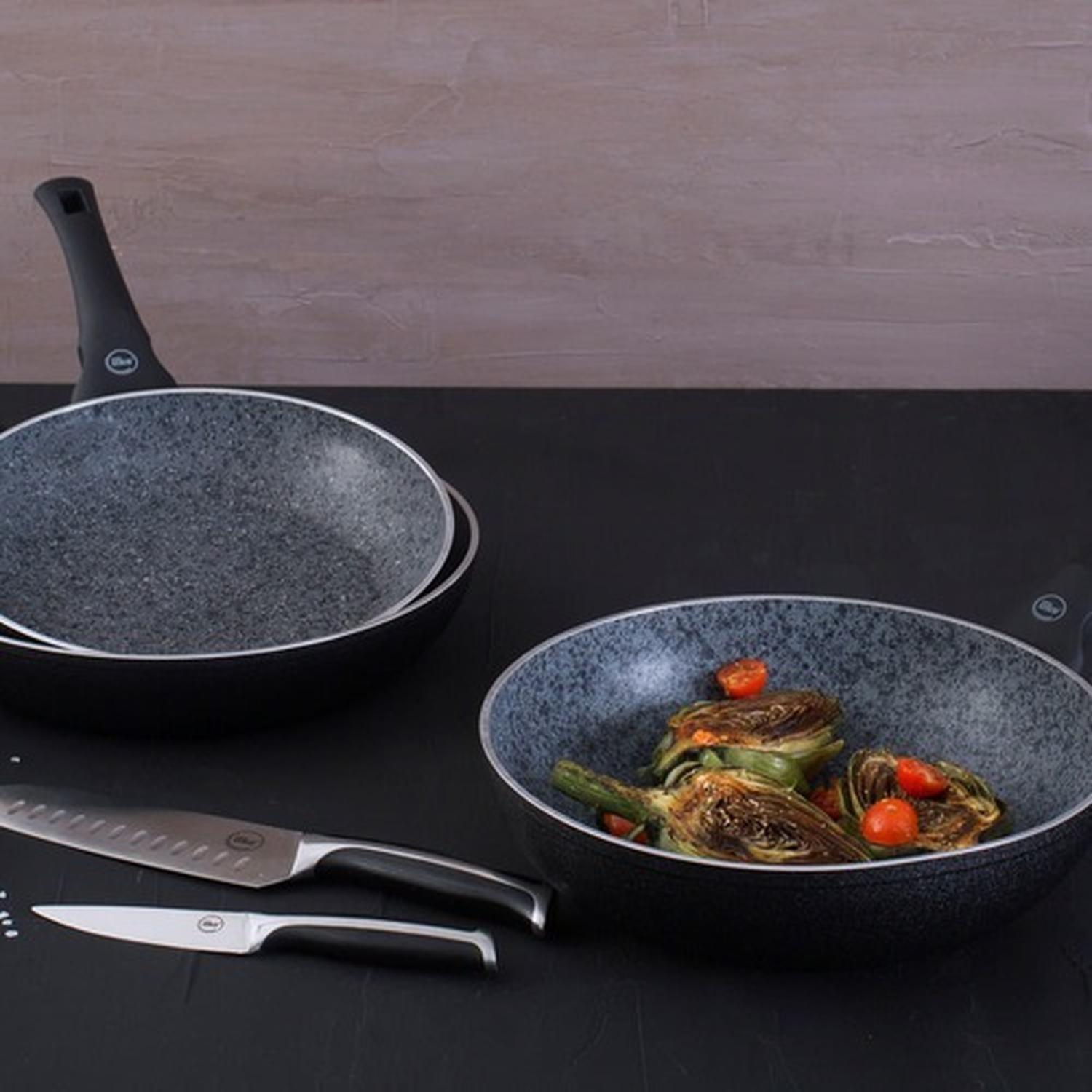 Wok 28 Cm Antiadherente Granito Black Granite Ilko-5