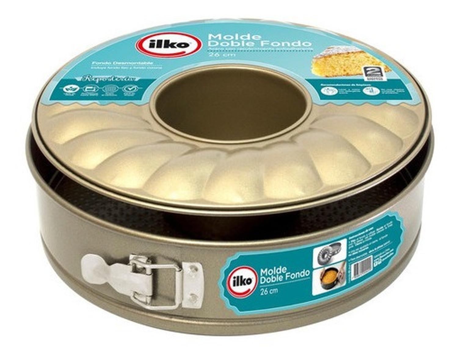 Molde Redondo Doble Fondo 26 Cm Antiadherente Gold Ilko-0