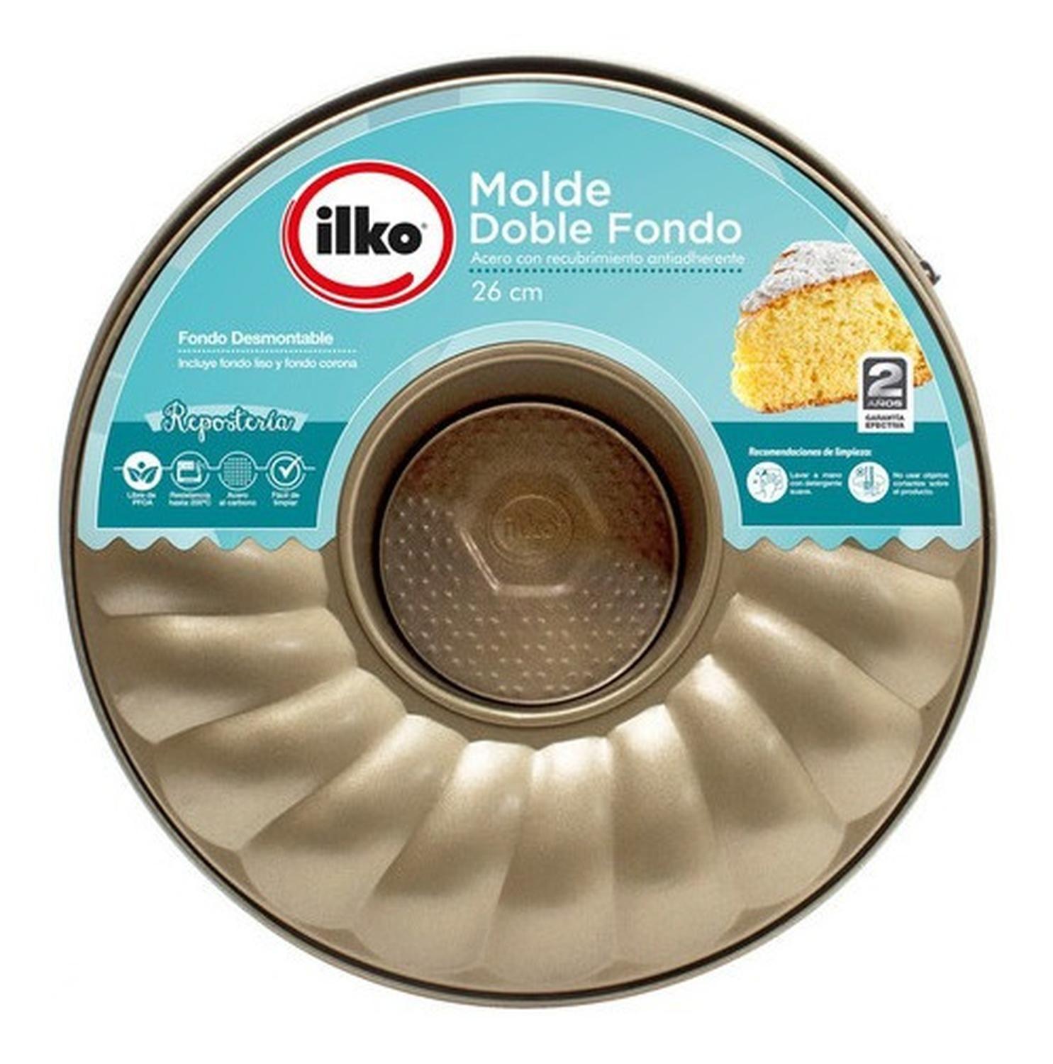 Molde Redondo Doble Fondo 26 Cm Antiadherente Gold Ilko-2