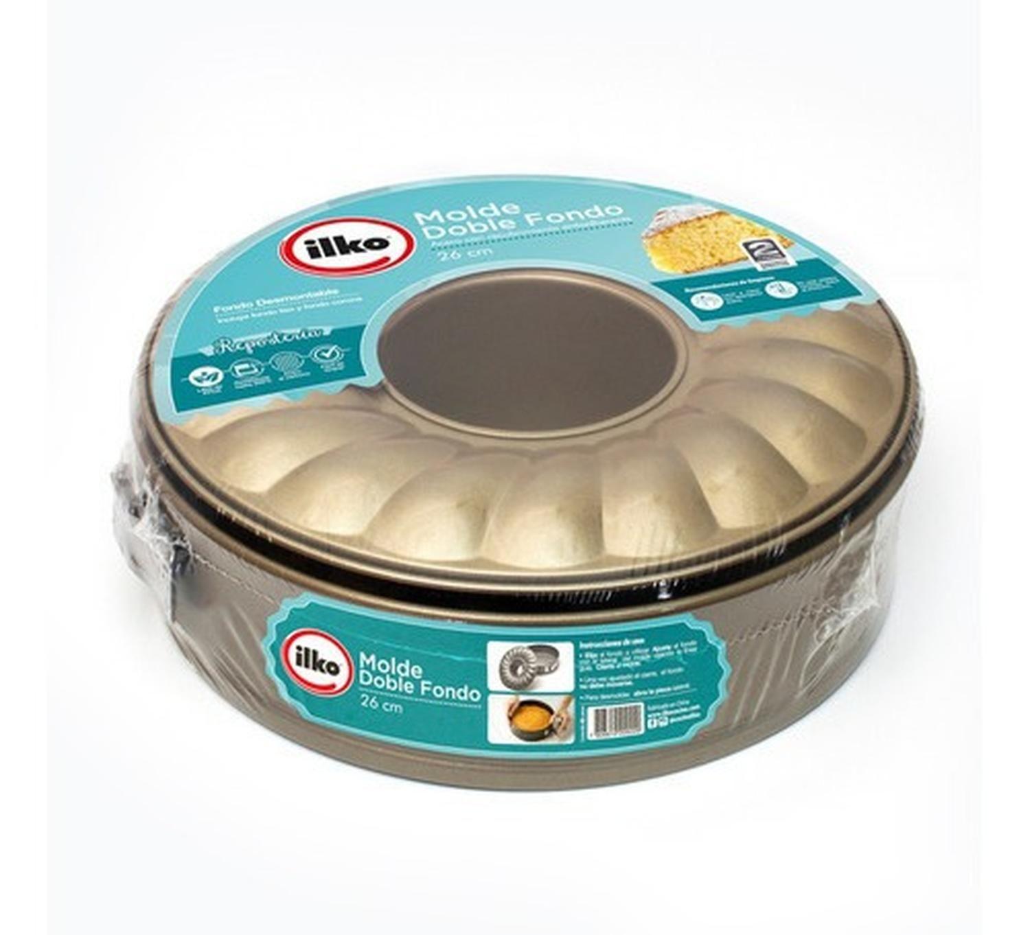 Molde Redondo Doble Fondo 26 Cm Antiadherente Gold Ilko-4