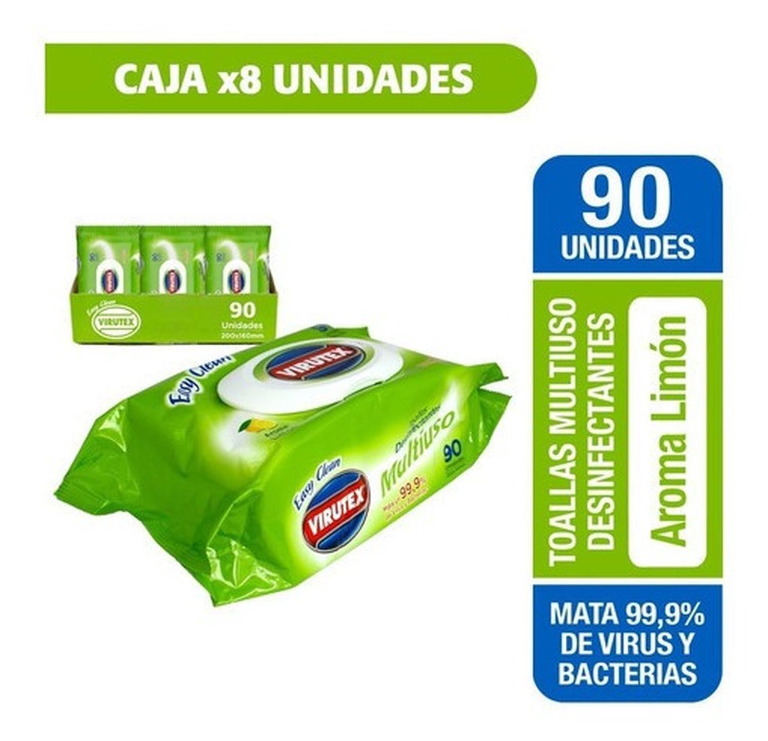 Caja X 8 Unidades Toalla Húmeda Desinfectante Limón Virutex-0