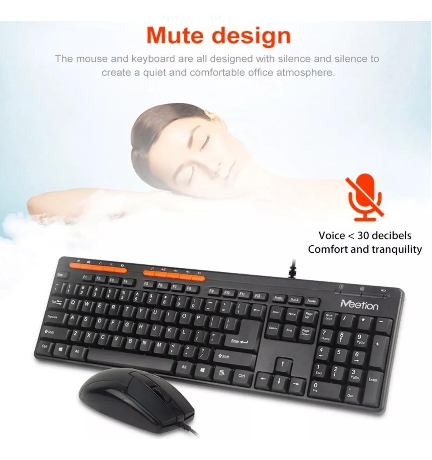 Kit Set Teclado Mouse Mousepad Parlantes Meetion Oficina-7