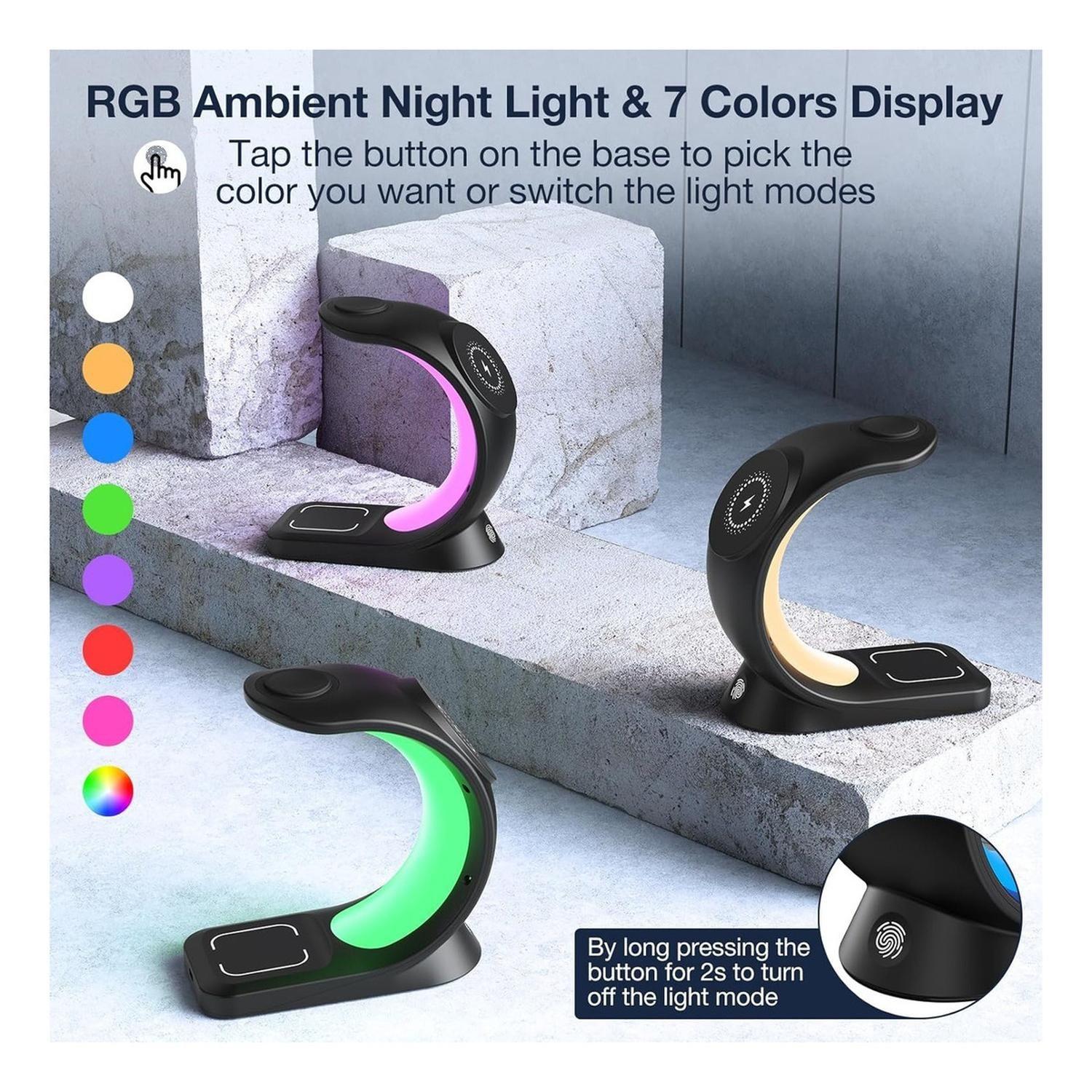 Cargador Para iPhone Magsafe Base 3en1 Rgb Led Carga Rápida-2