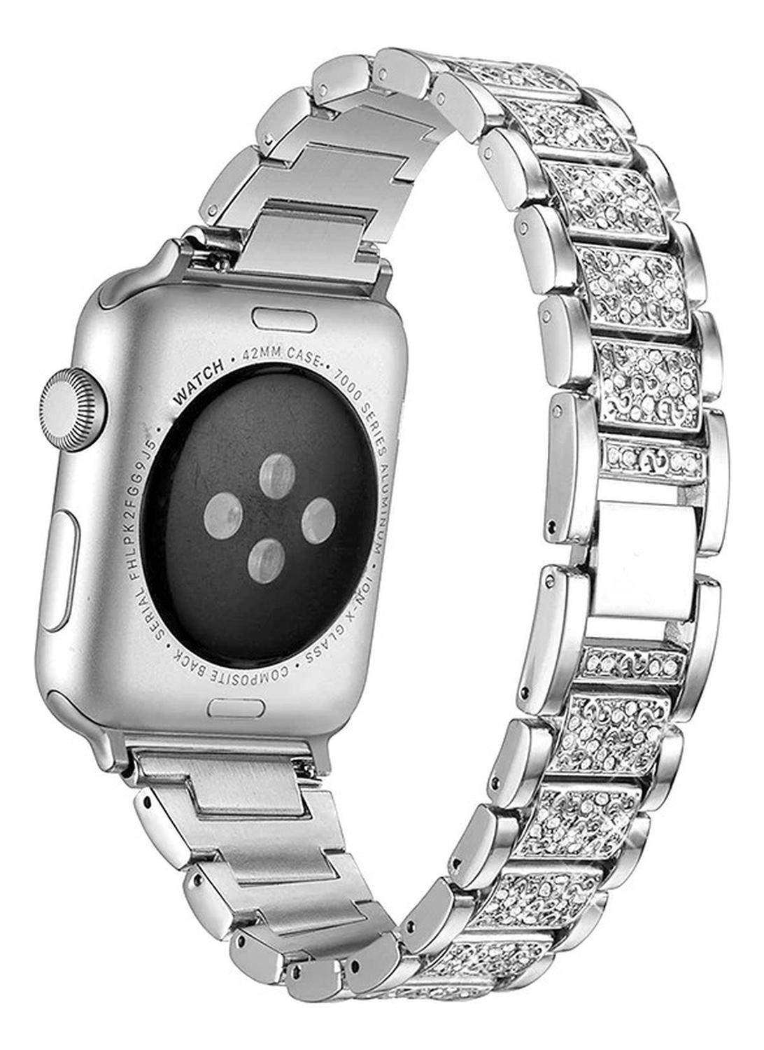 Correa Para Apple Watch Metálica Con Diamantes Imitación-0