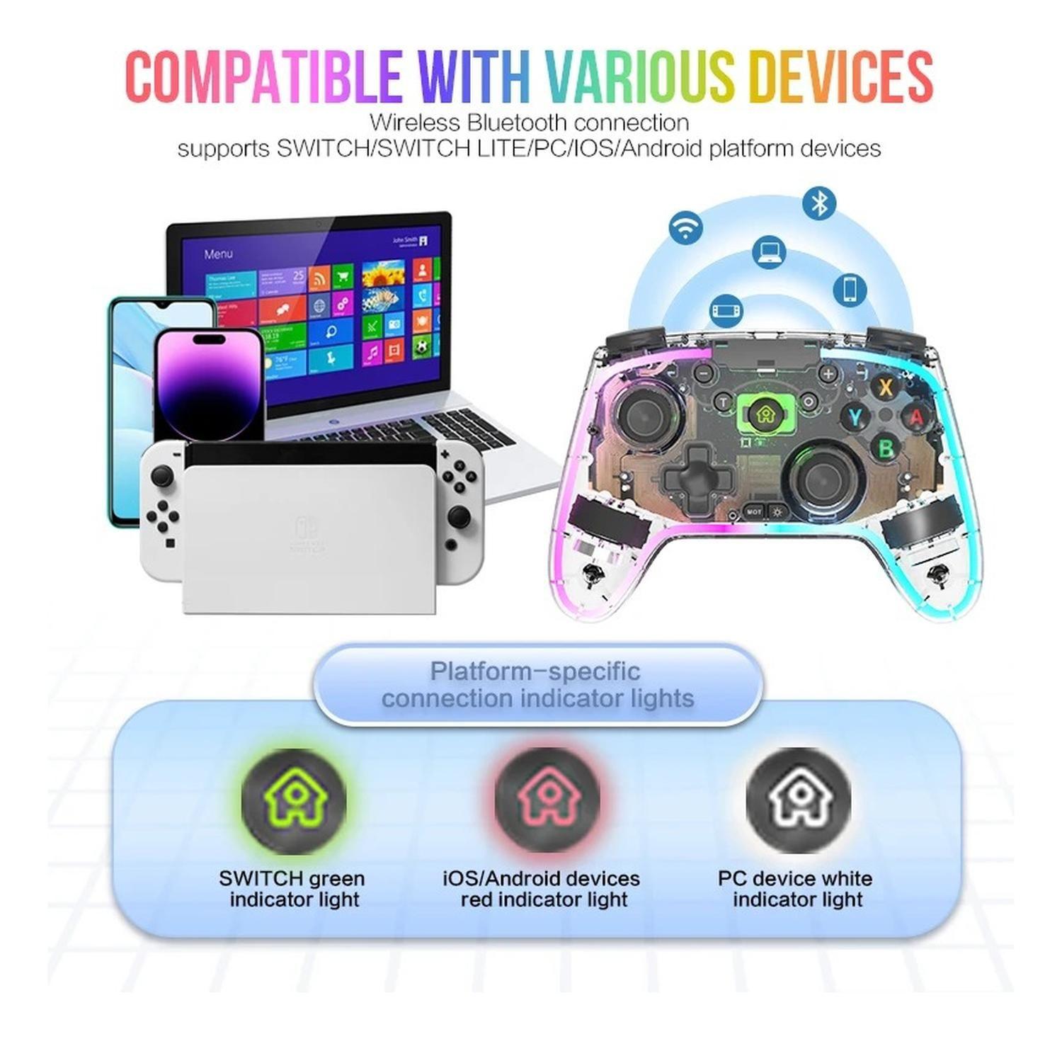 Control Compatible Switch Inalámbrico Transparente Joystick-3