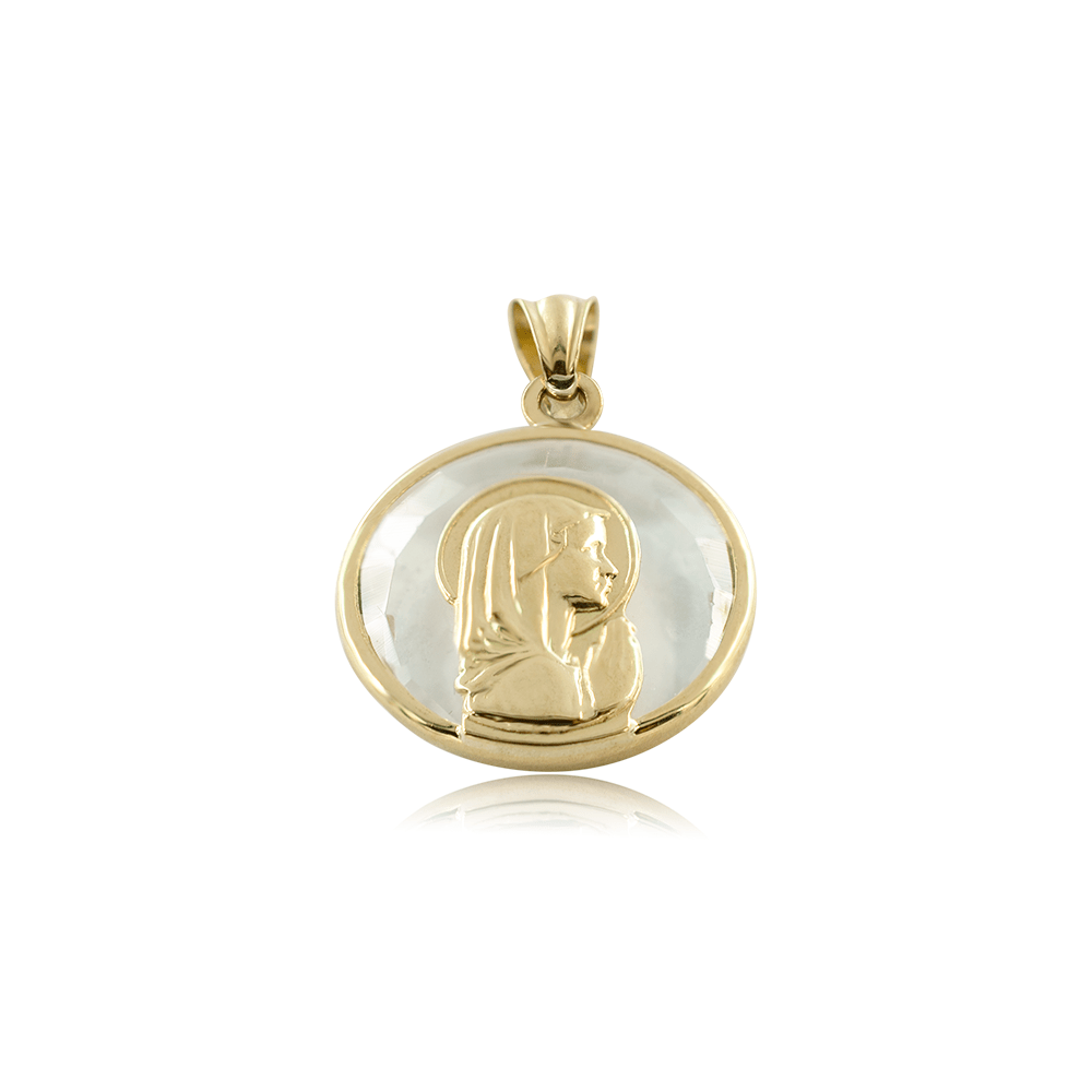 Medalla Virgen Cristal 17mm en Oro 18k-1