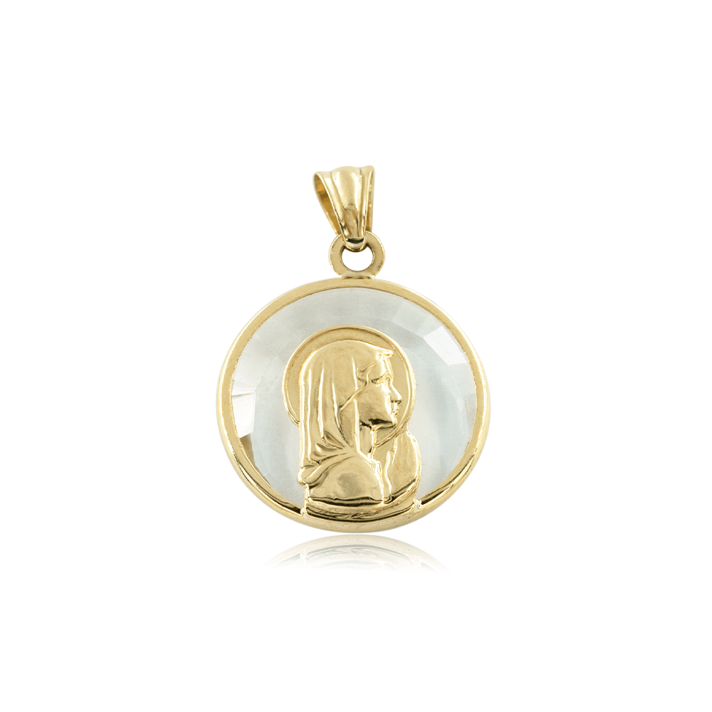 Medalla Virgen Cristal 17mm en Oro 18k-0