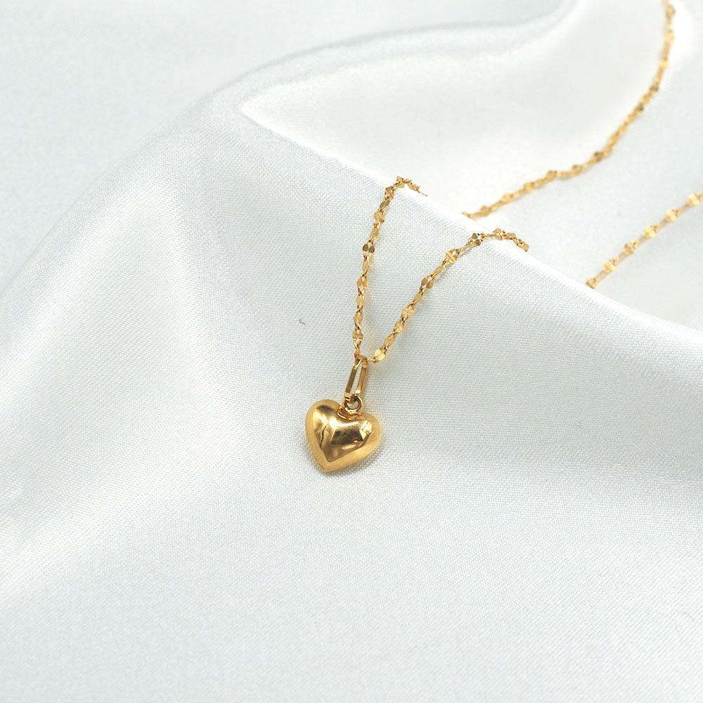Conjunto Corazón Liso Oro 18k -2