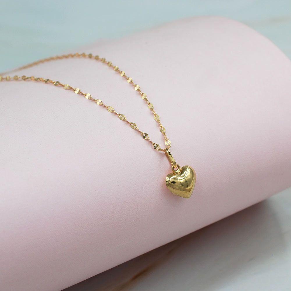 Conjunto Corazón Liso Oro 18k -3