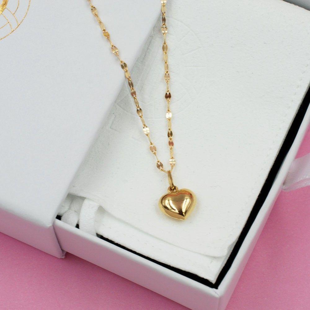 Conjunto Corazón Liso Oro 18k -4