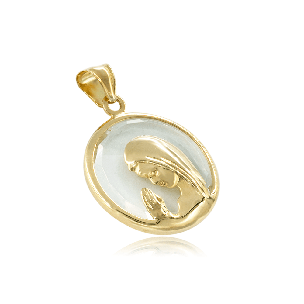 Medalla Virgen Niña Cristal 20mm en Oro 18k-1