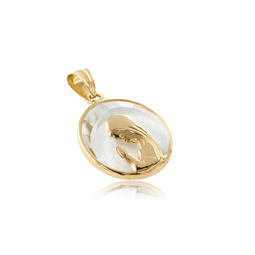 Medalla Virgen Niña Cristal 17mm oro 18k-1