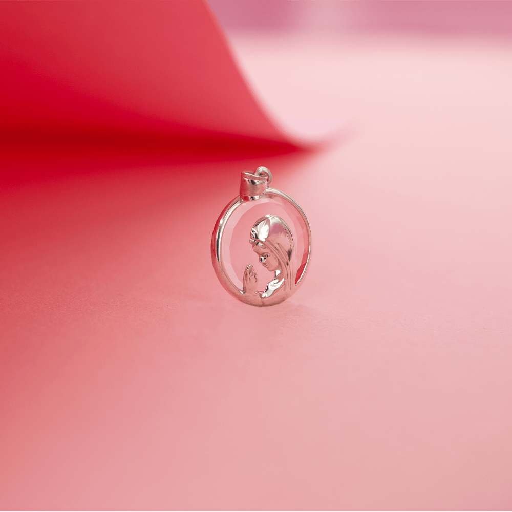 Virgen Niña con Cristal Plata 17mm-3