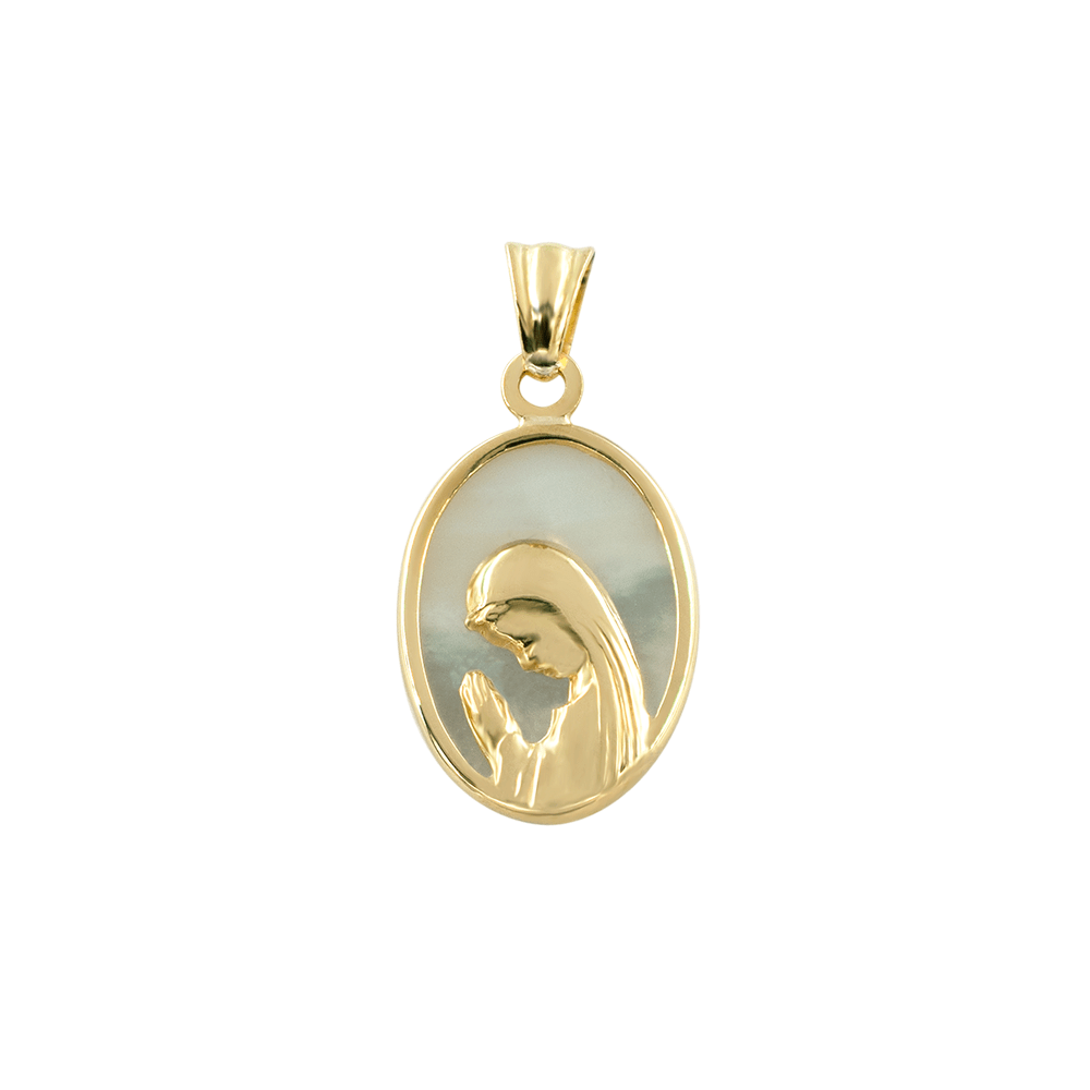 Medalla Virgen Niña Nácar Oval oro 18K-0