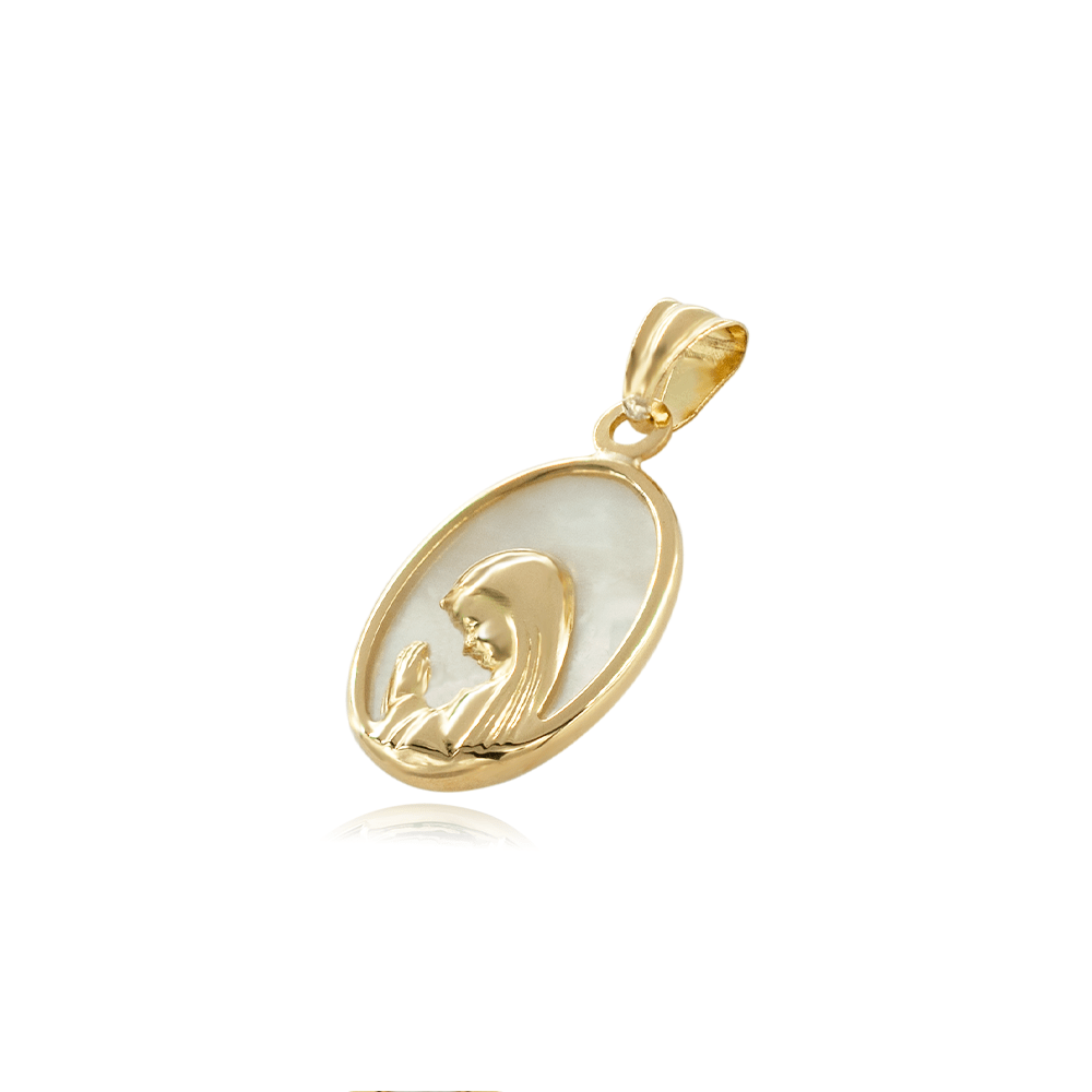 Medalla Virgen Niña Nácar Oval oro 18K-2