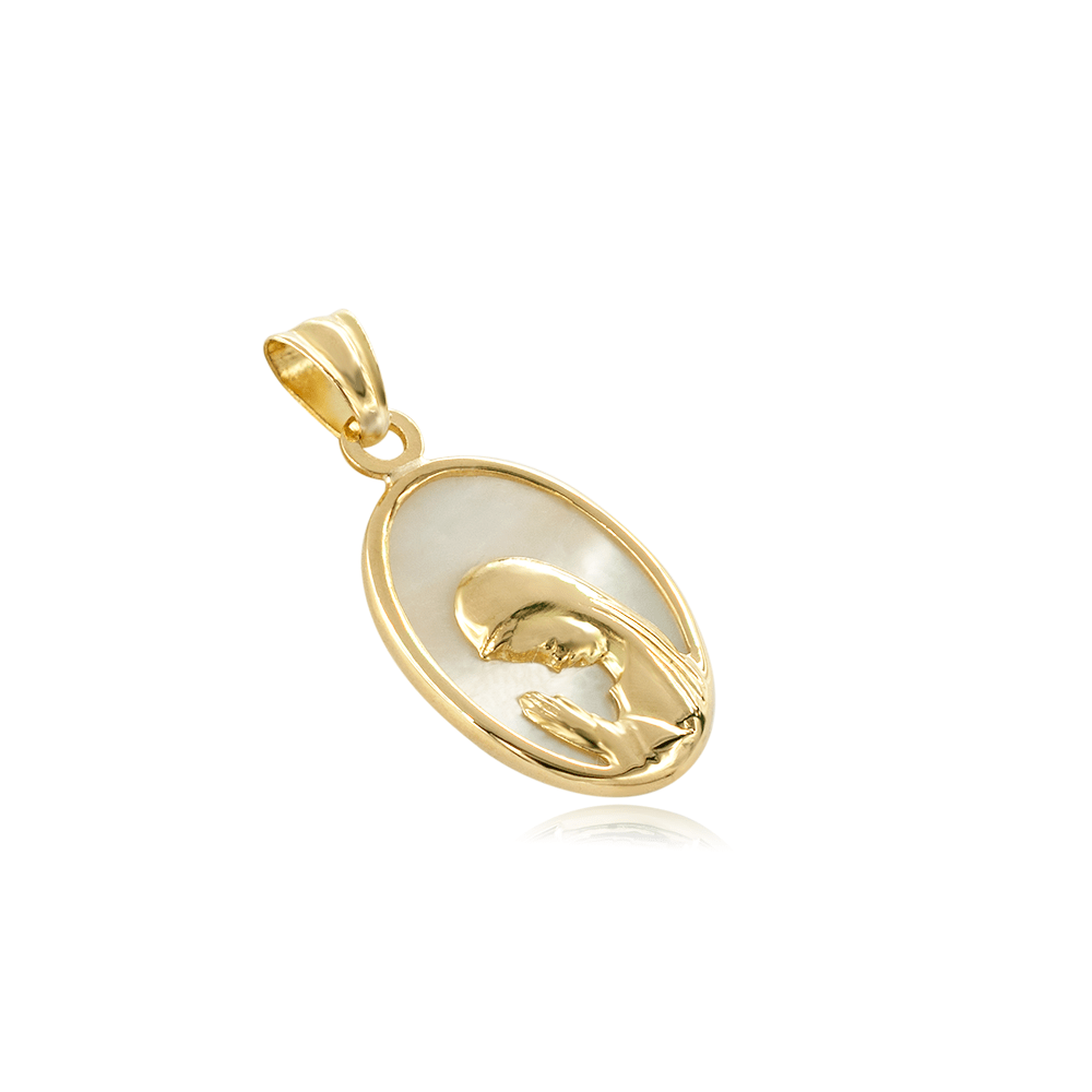 Medalla Virgen Niña Nácar Oval oro 18K-1
