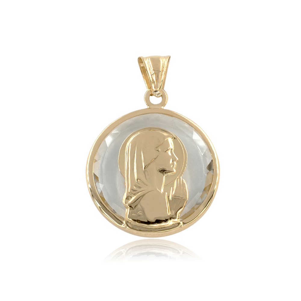 Medalla Virgen Cristal 20mm en Oro 18k-0