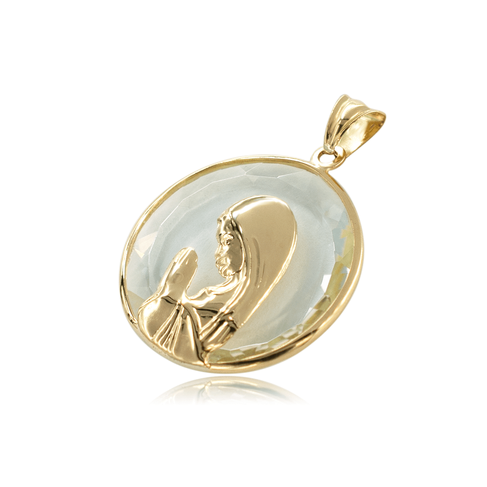 Medalla Virgen Niña Cristal 25mm oro 18k-2