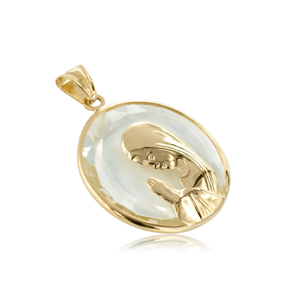 Medalla Virgen Niña Cristal 25mm oro 18k-1