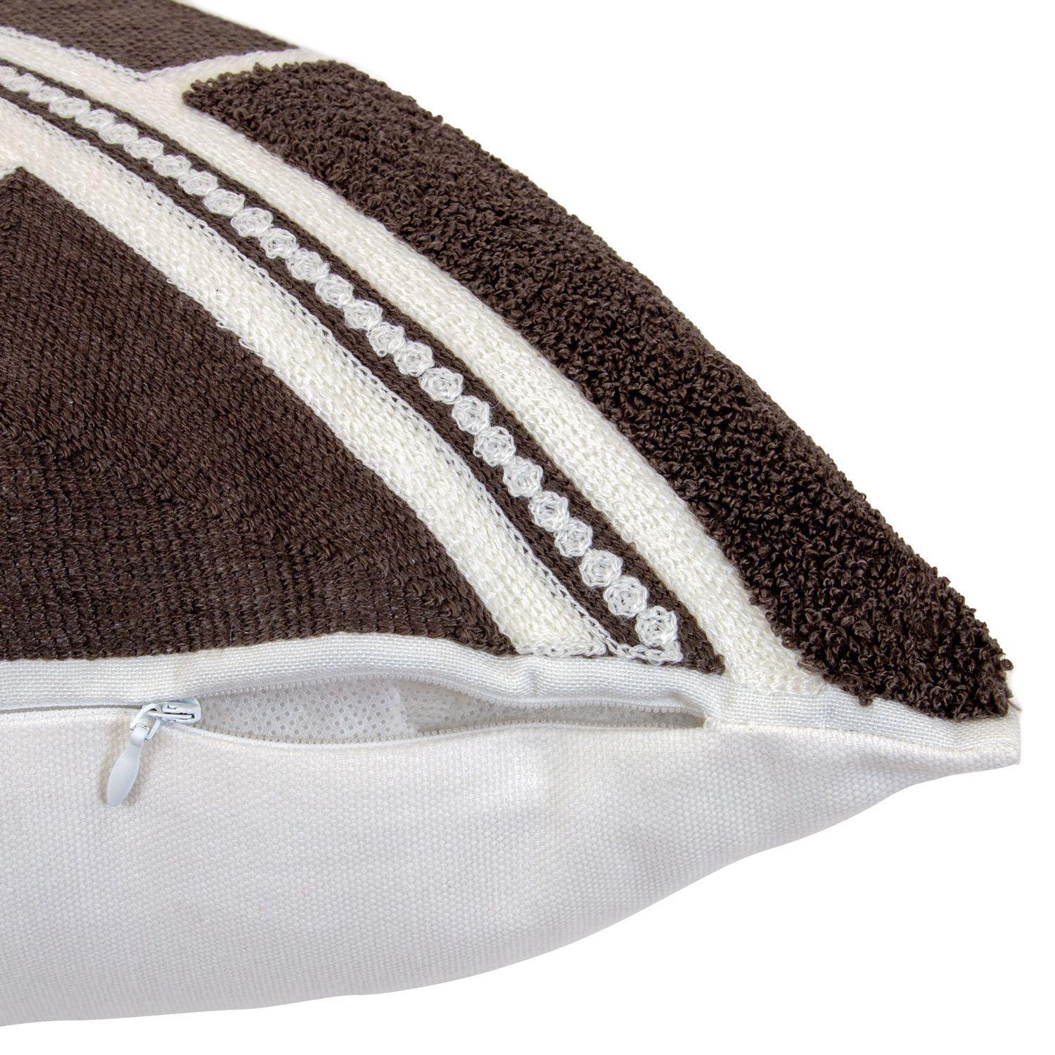 Cojin Mas Funda Decorativa Textura Cafè y Perla 45x45 Cm-2