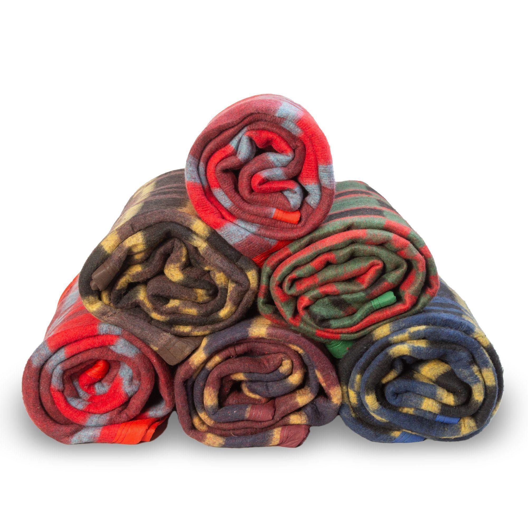 Frazada 1.5 Plazas a Cuadro Burdeo Líneas Celestes-1