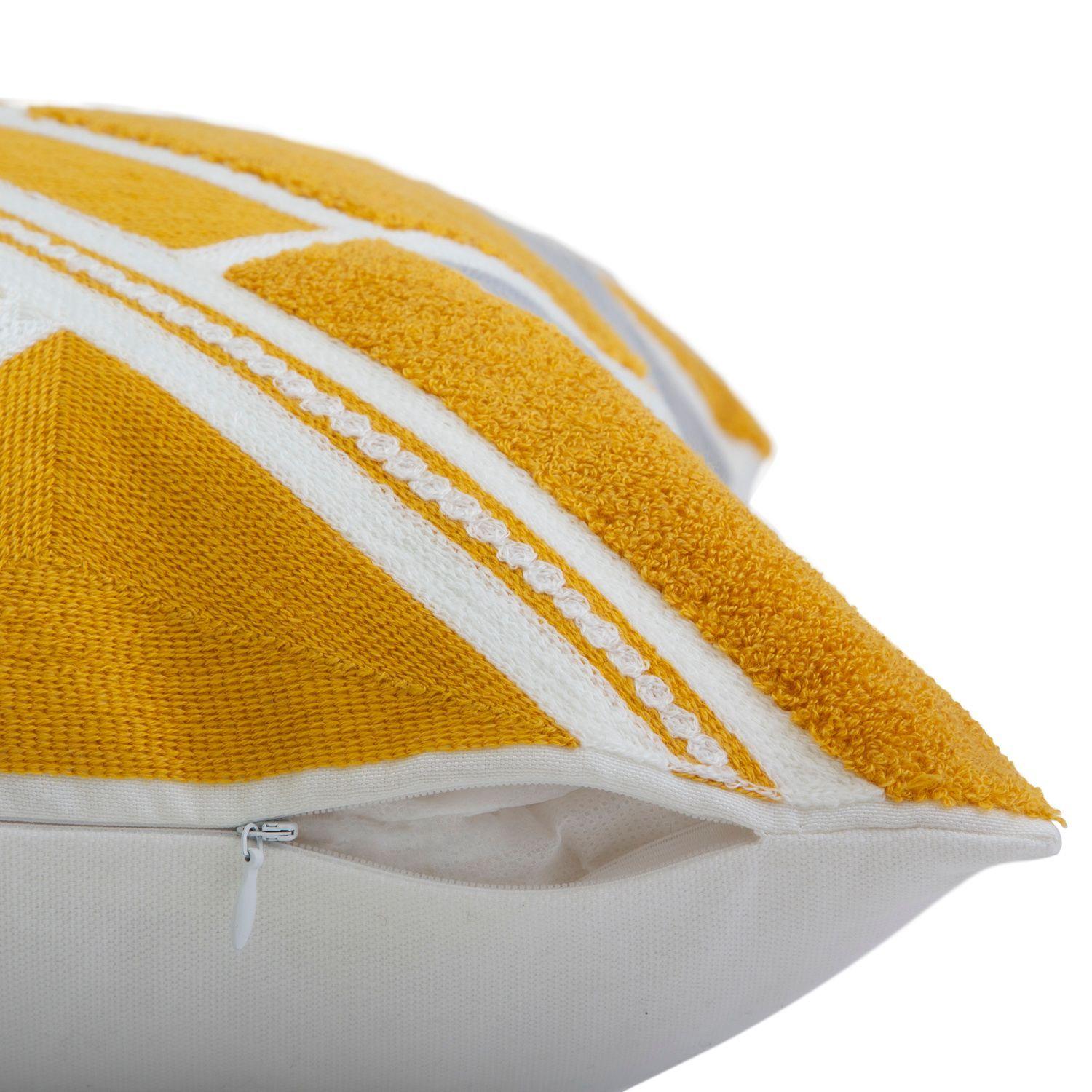 Cojin Mas Funda Decorativa Textura Amarillo y Perla 45x45 Cm-2