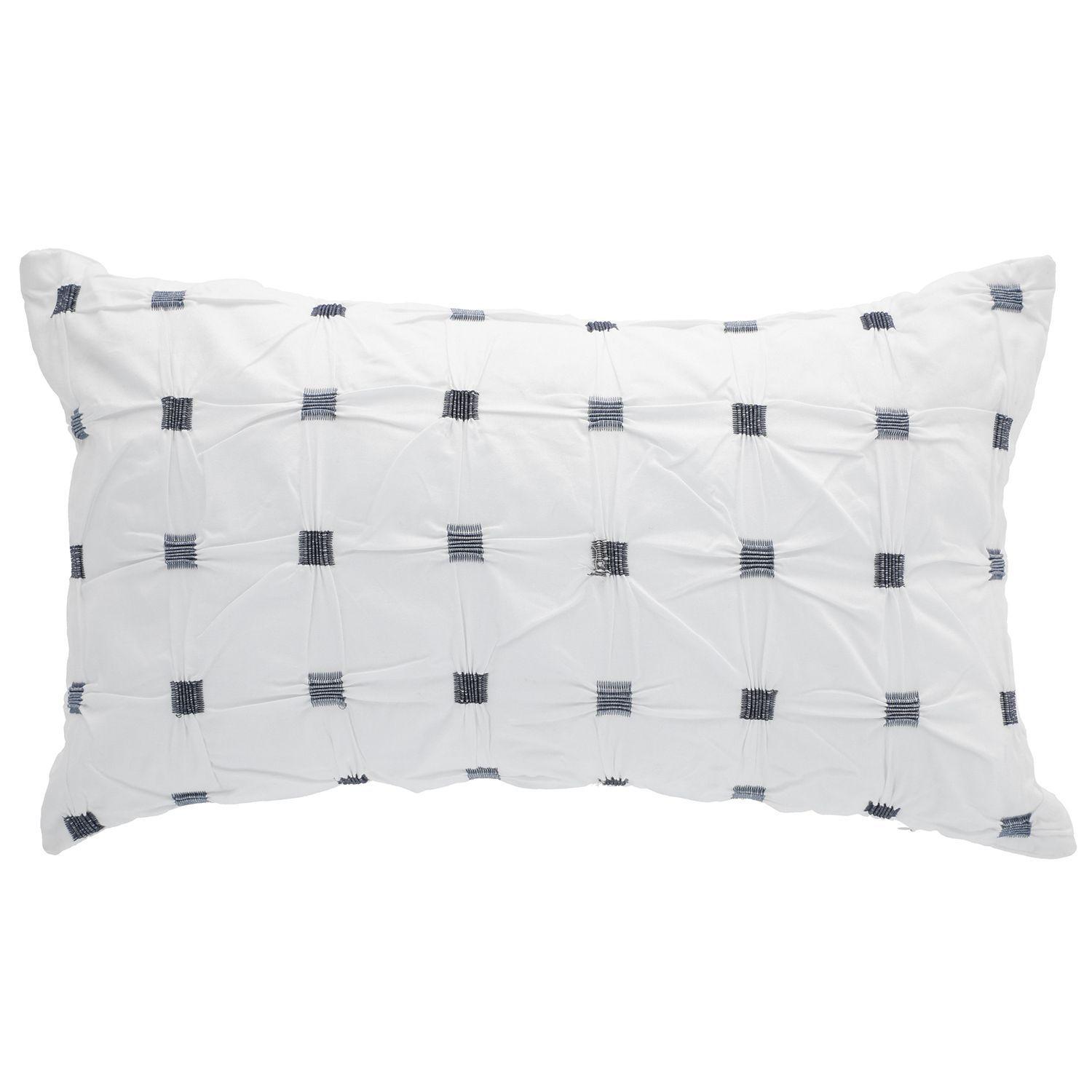 Cojin Mas Funda Decorativa Capitone blanco 30x50 cm-0