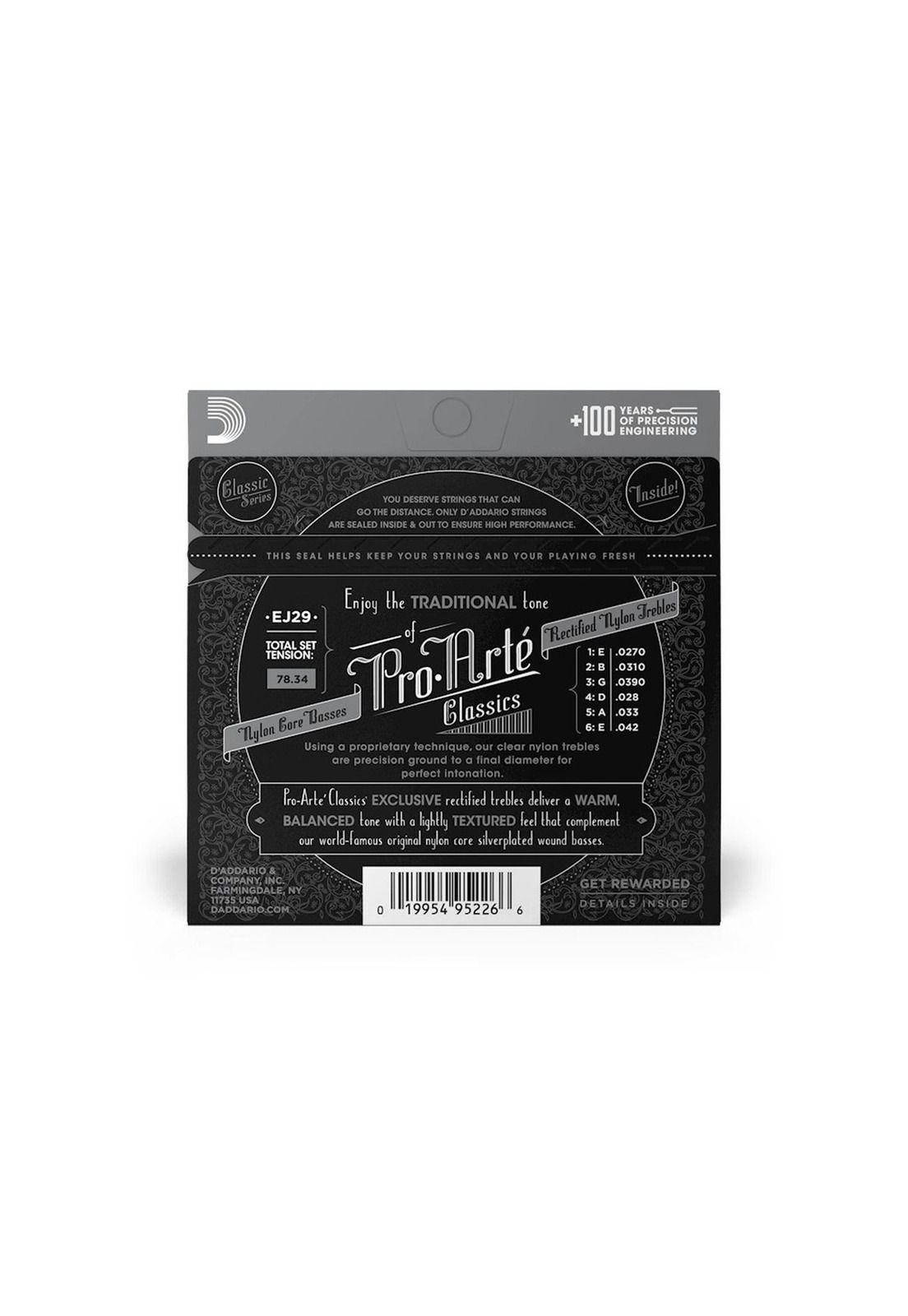 Set cuerdas Nylon para Clásica D'addario EJ29 Tens Moderada-2