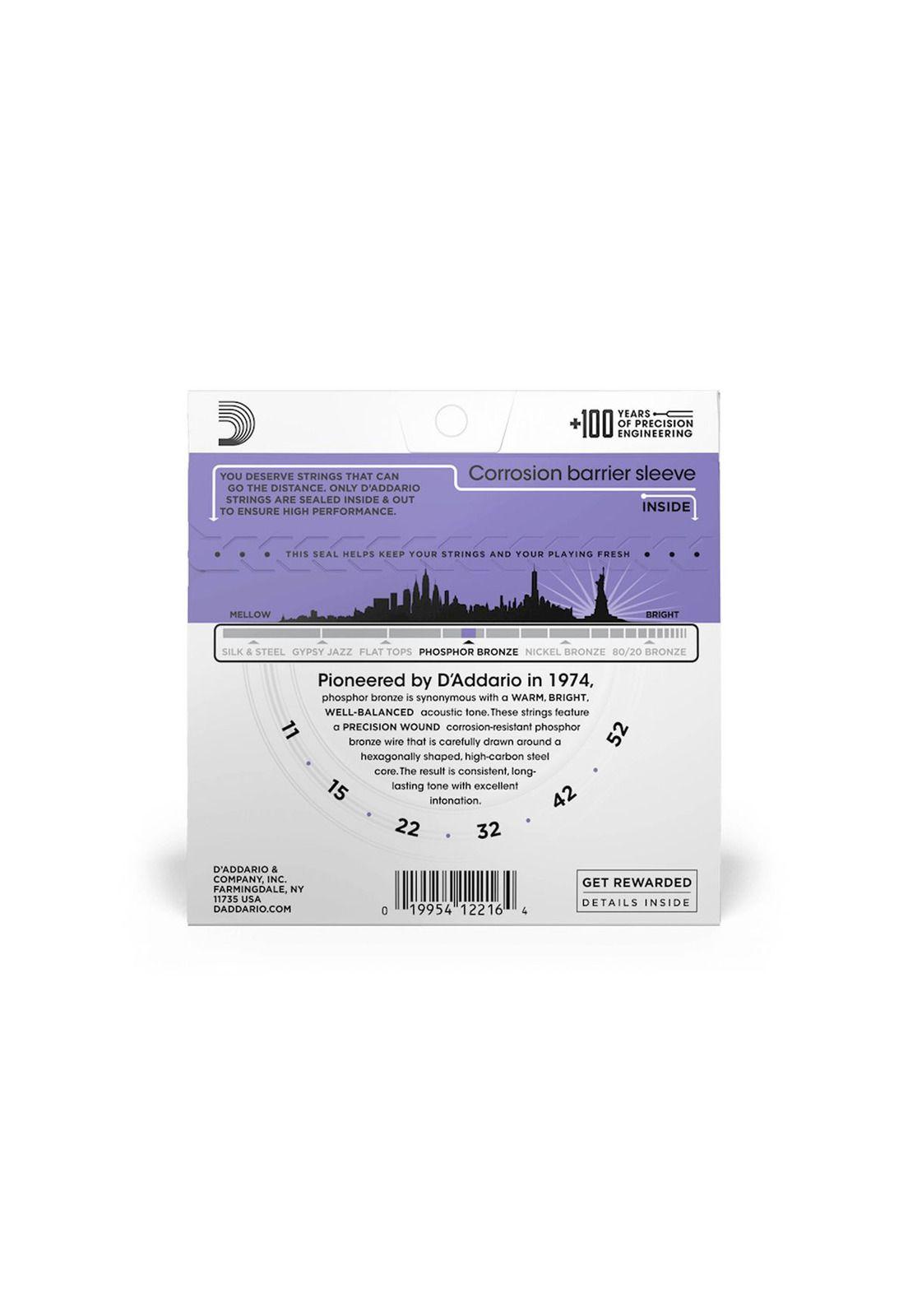 Set cuerdas de Phosphor Bronze D'addario EJ26 Custom Light-2