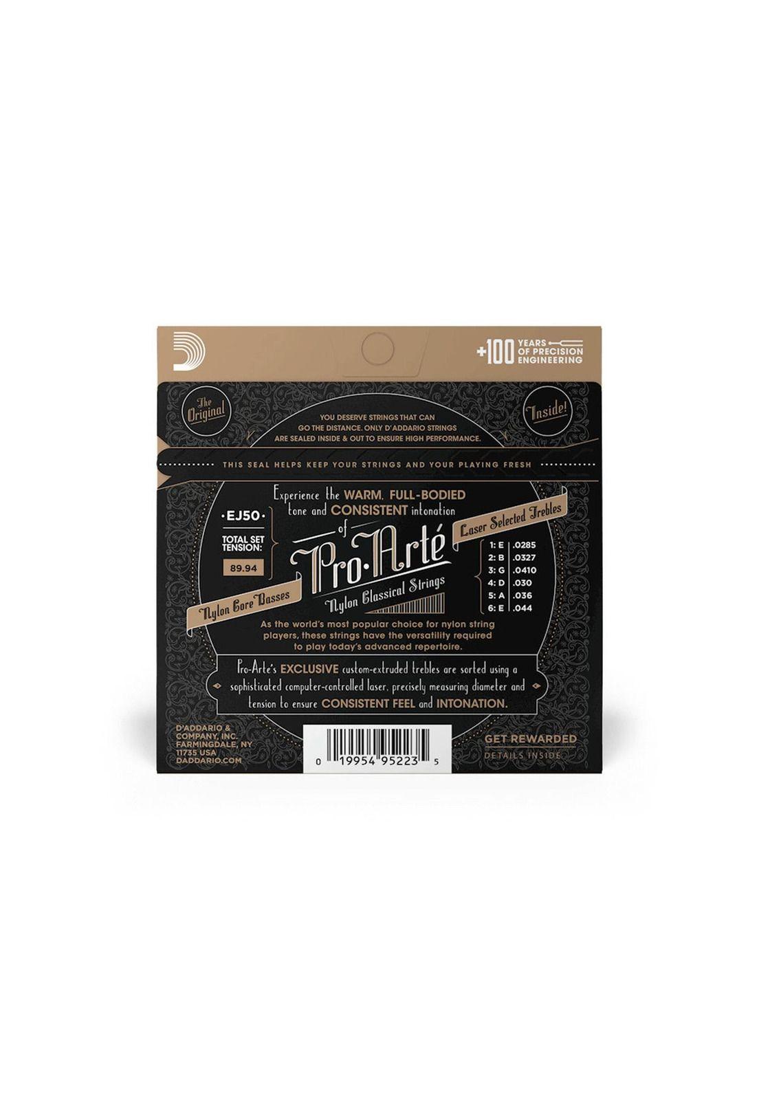 Set cuerdas Clásicas D'addario EJ50 Nylon negro tensión alta-2