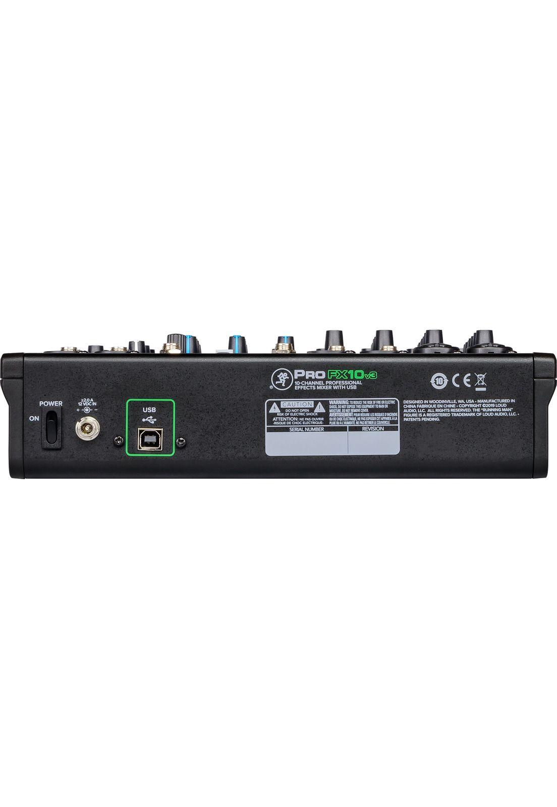 Mixer Mackie ProFX10v3, 10 canales, interfaz USB, FX-3
