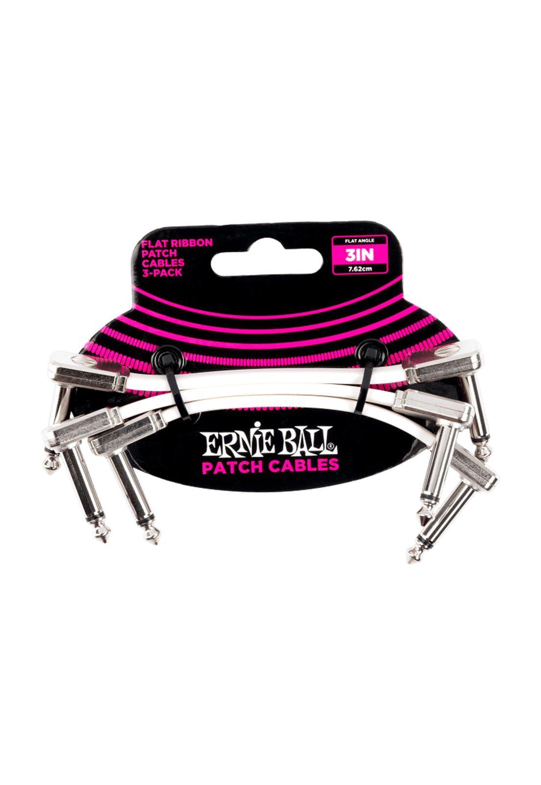 Pack 3 Cable Patch Ernie Ball Flat Ribbon P06384 7 CM White-0