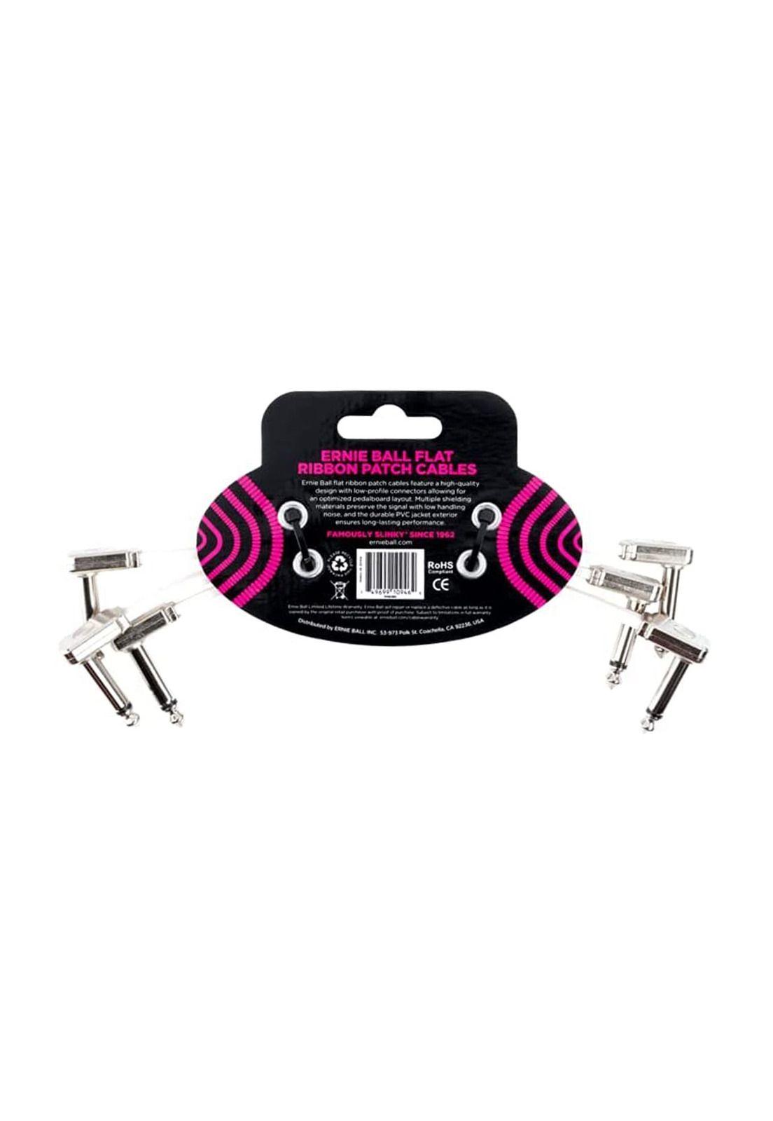 Pack 3 Cable Patch Ernie Ball Flat Ribbon P06384 7 CM White-1