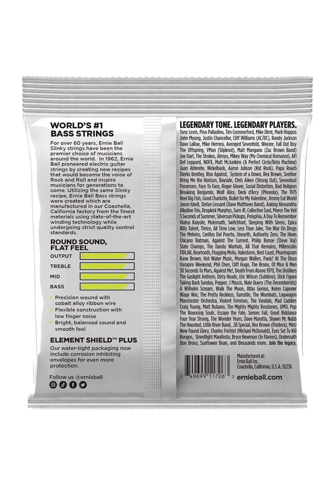 Cuerdas de bajo Flatwound Ernie Ball Escala Corta 45-105-1