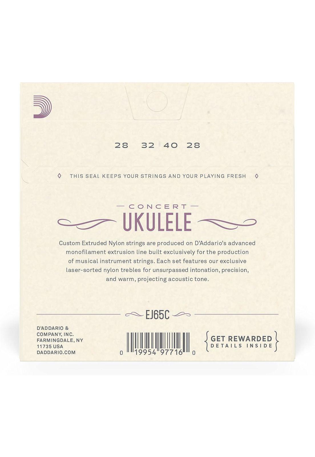 CUERDAS UKELELE DADDARIO EJ65C CONCERT CLEAR NYLON-2