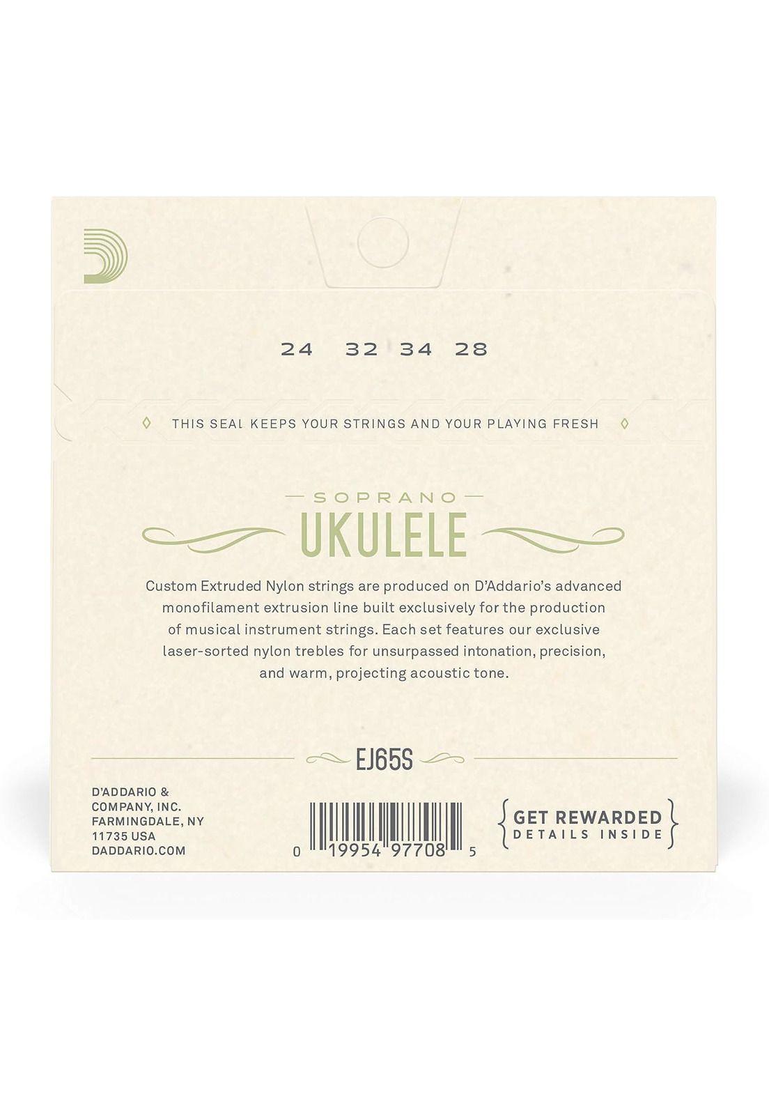 Set de cuerdas de nylon para Ukelele Soprano Daddario EJ65S-2