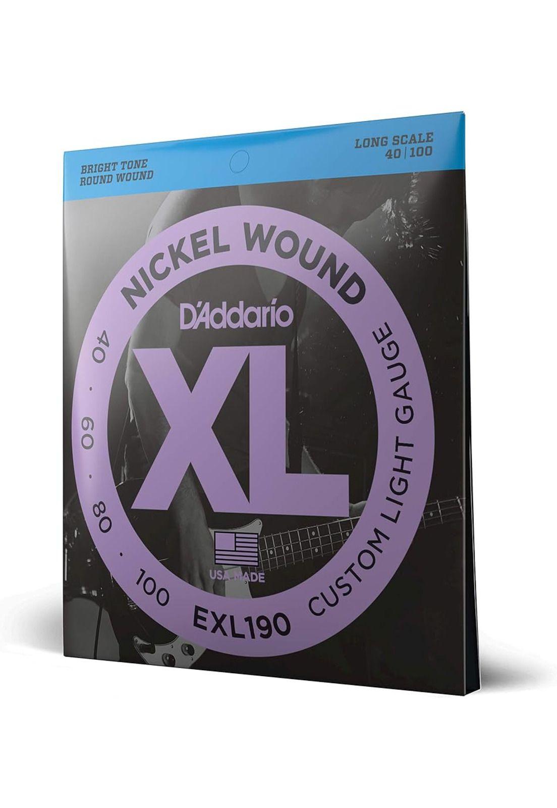 Cuerdas para bajo D'addario EXL190 Custom Light 40-100 Long-2