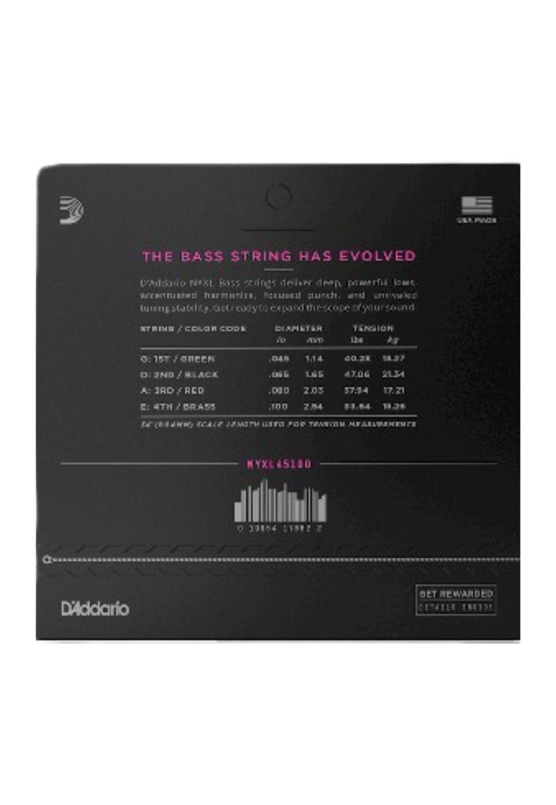 Set cuerdas de Bajo D'addario NYXL45100 Regular Light 45-100-2
