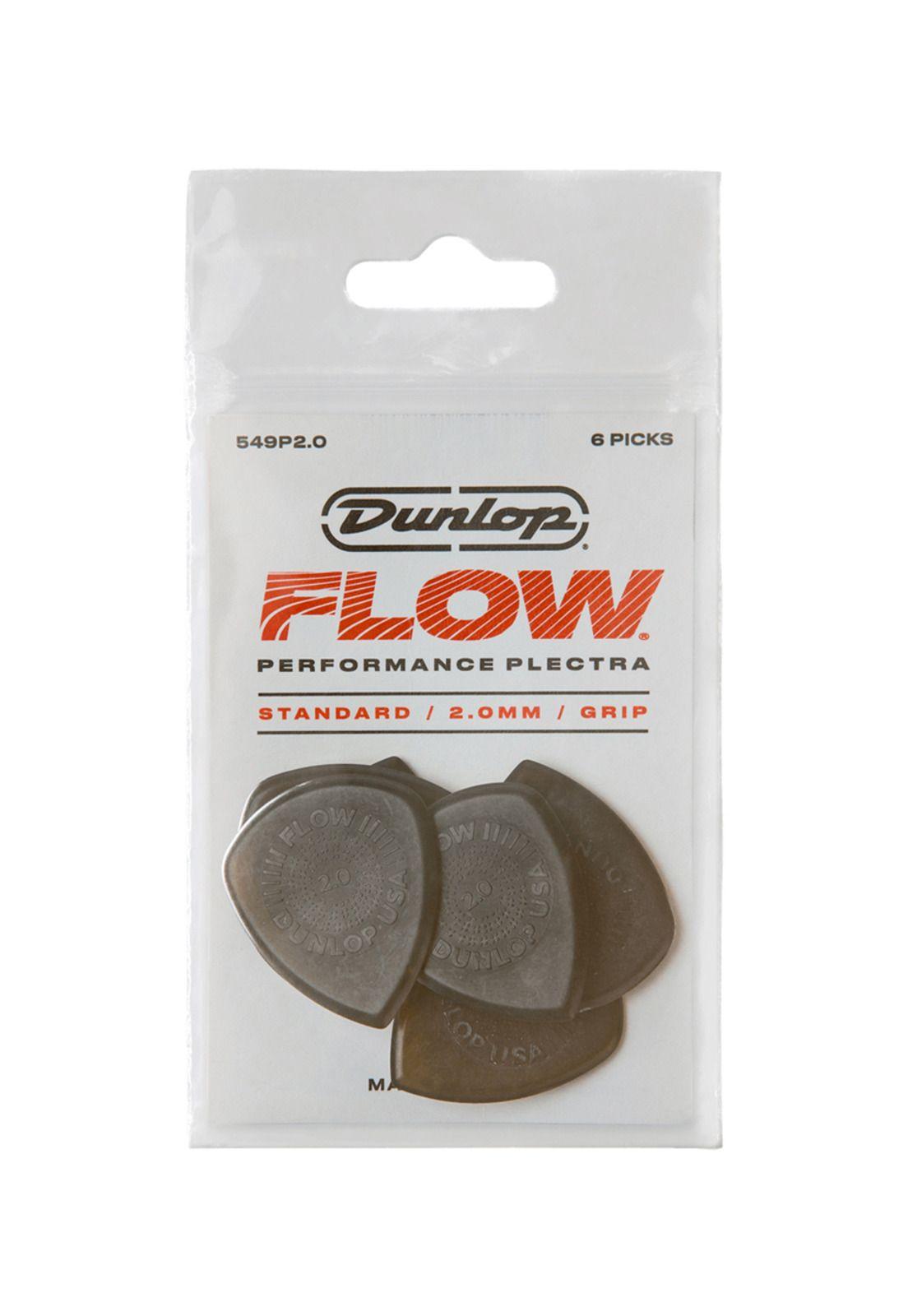 Pack de 6 uñetas Dunlop FLOW STANDARD GRIP 2.0MM 549P200-3
