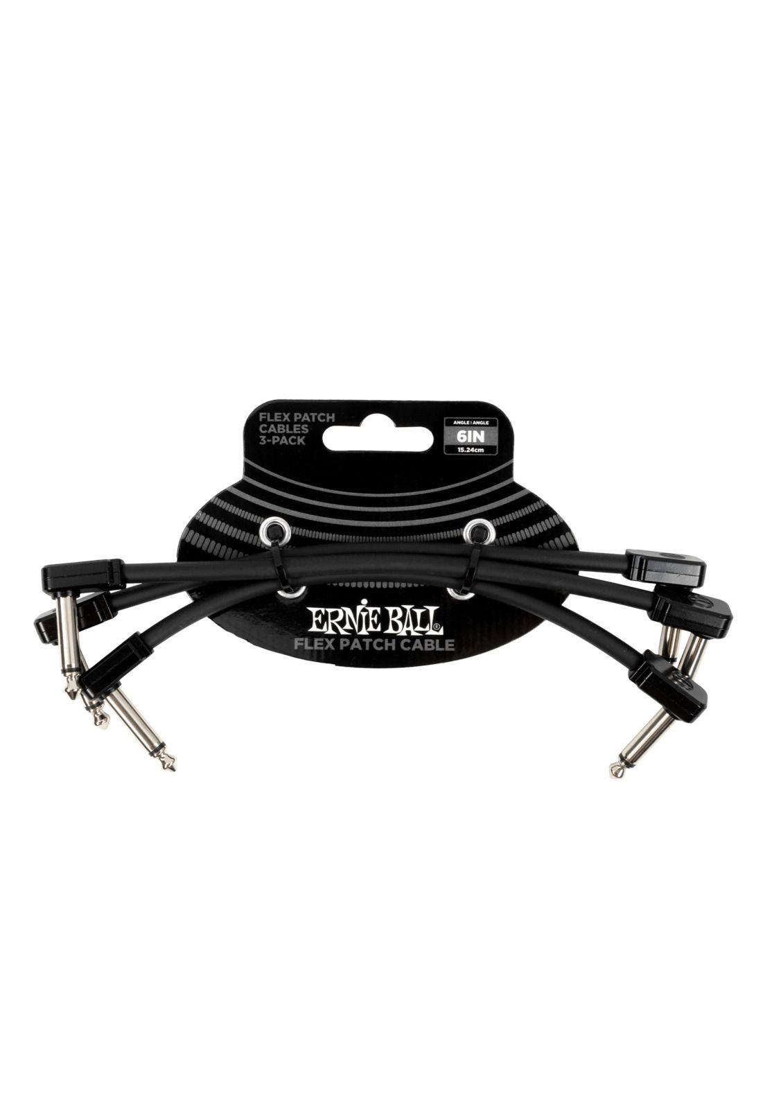 Set Cables Patch Flex 6" negro Ernie Ball 3 u P06444-0