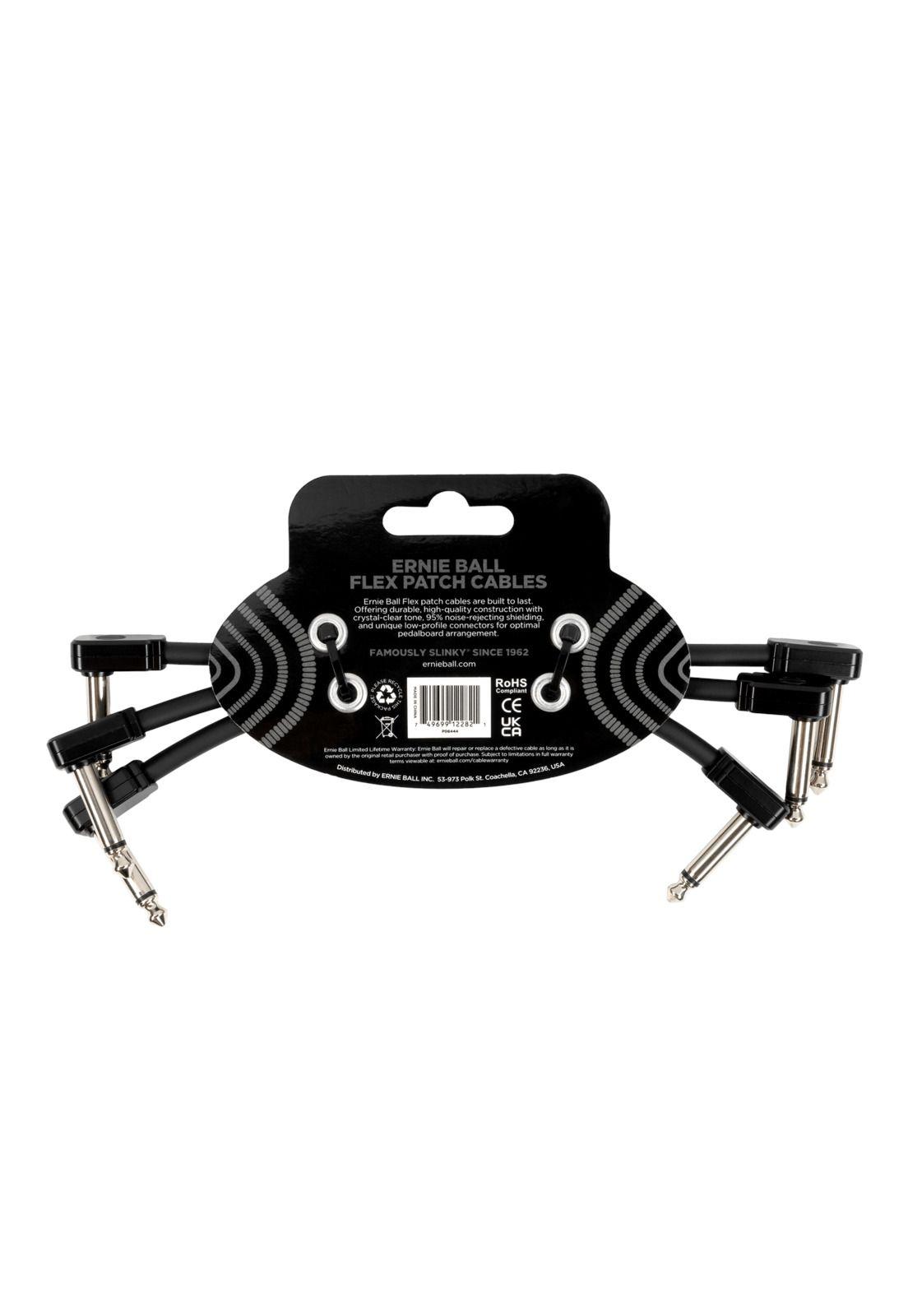 Set Cables Patch Flex 6" negro Ernie Ball 3 u P06444-1