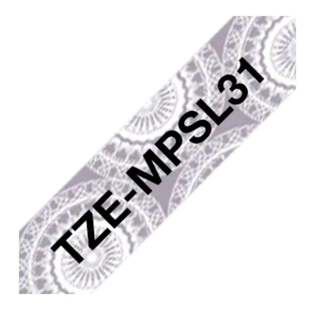 Cinta adhesiva Brother Negro sobre blanco y figuras plata-4