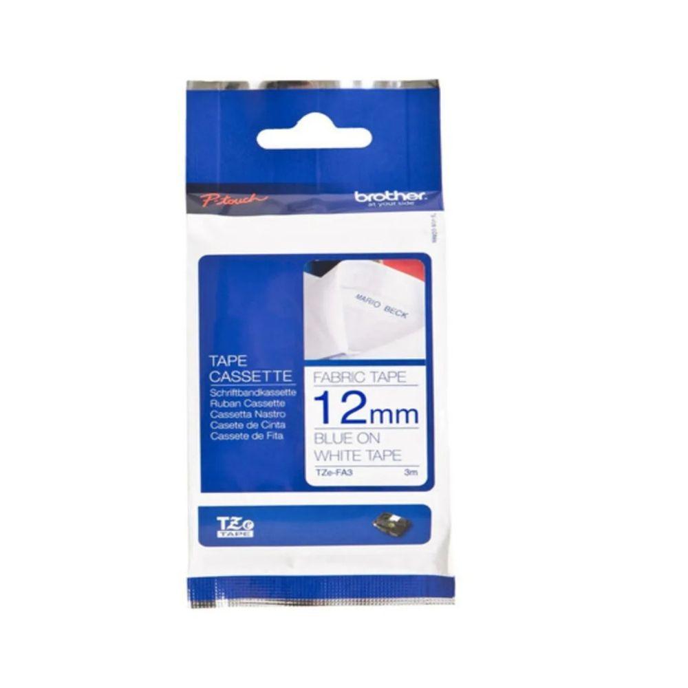 ETIQUETAS BROTHER AZUL MARINO SOBRE CINTA BLANCA TZE-FA3-0